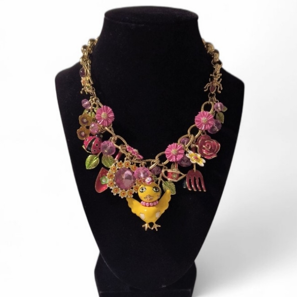 Betsey Johnson Chick Floral Statement Necklace